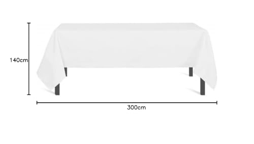 Soleil d'ocre, Alix Nappe Rectangle Anti-tâches, Polyester, Blanc, 140x300 cm
