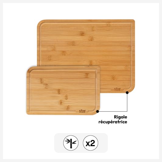 5five - lot de 2 planches à découper bambou