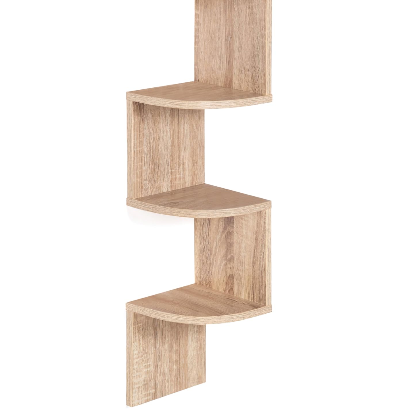 IDMarket - Etagère Murale d'angle ISA 5 Niveaux façon hêtre