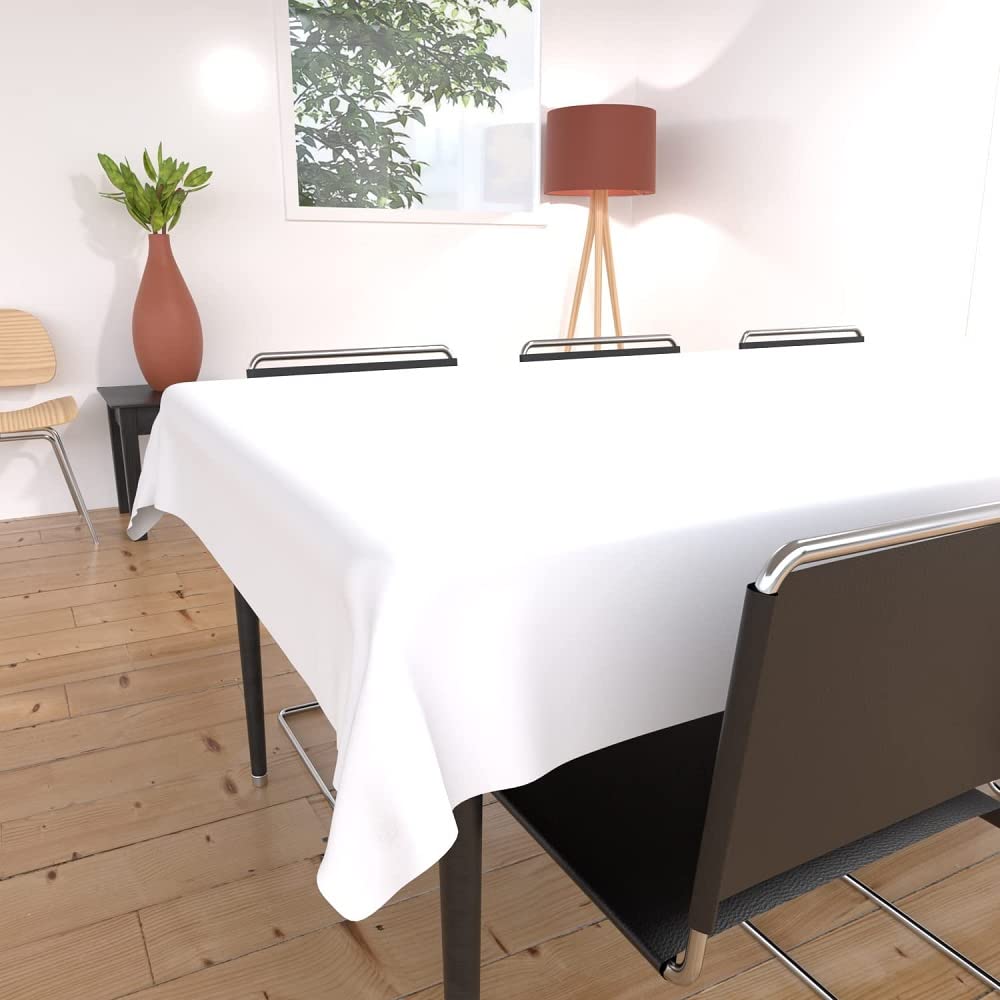 Soleil d'ocre, Alix Nappe Rectangle Anti-tâches, Polyester, Blanc, 140x300 cm