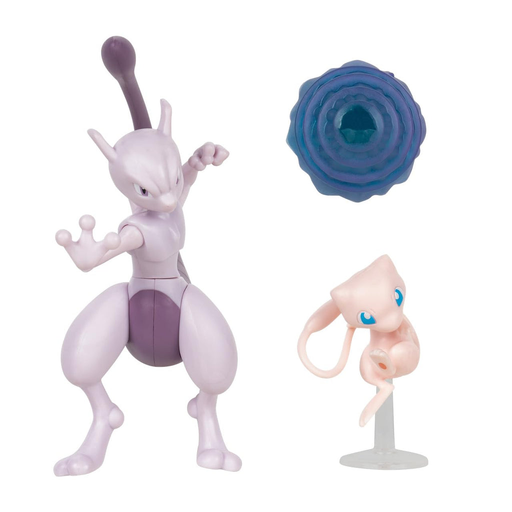 Pokémon Pack de 2 Figurines de Combat Mew de 5 cm et Mewtwo de 11 cm