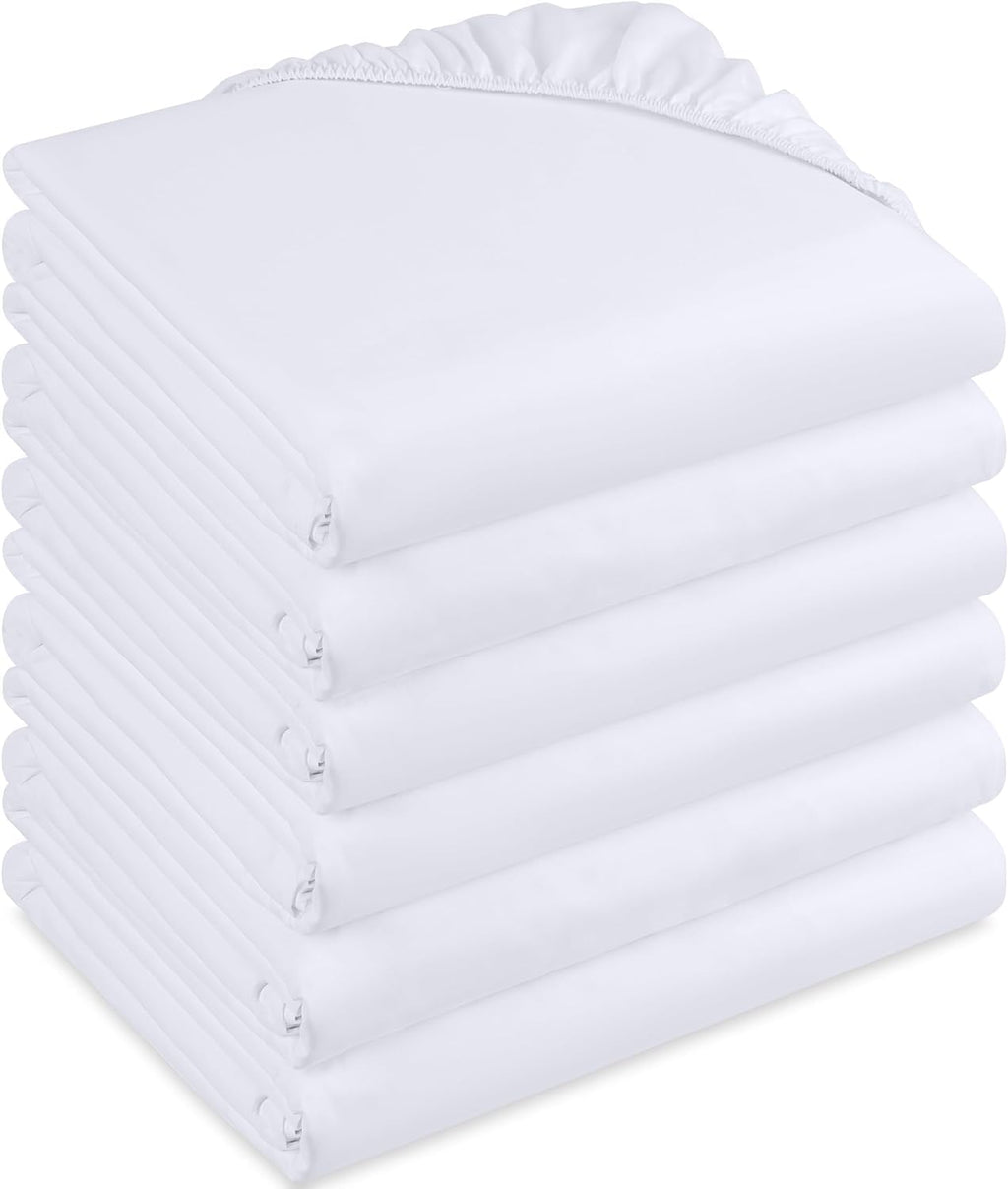 Utopia Bedding Lot de 6 Drap Housse - Blanc, 90 x 190 cm