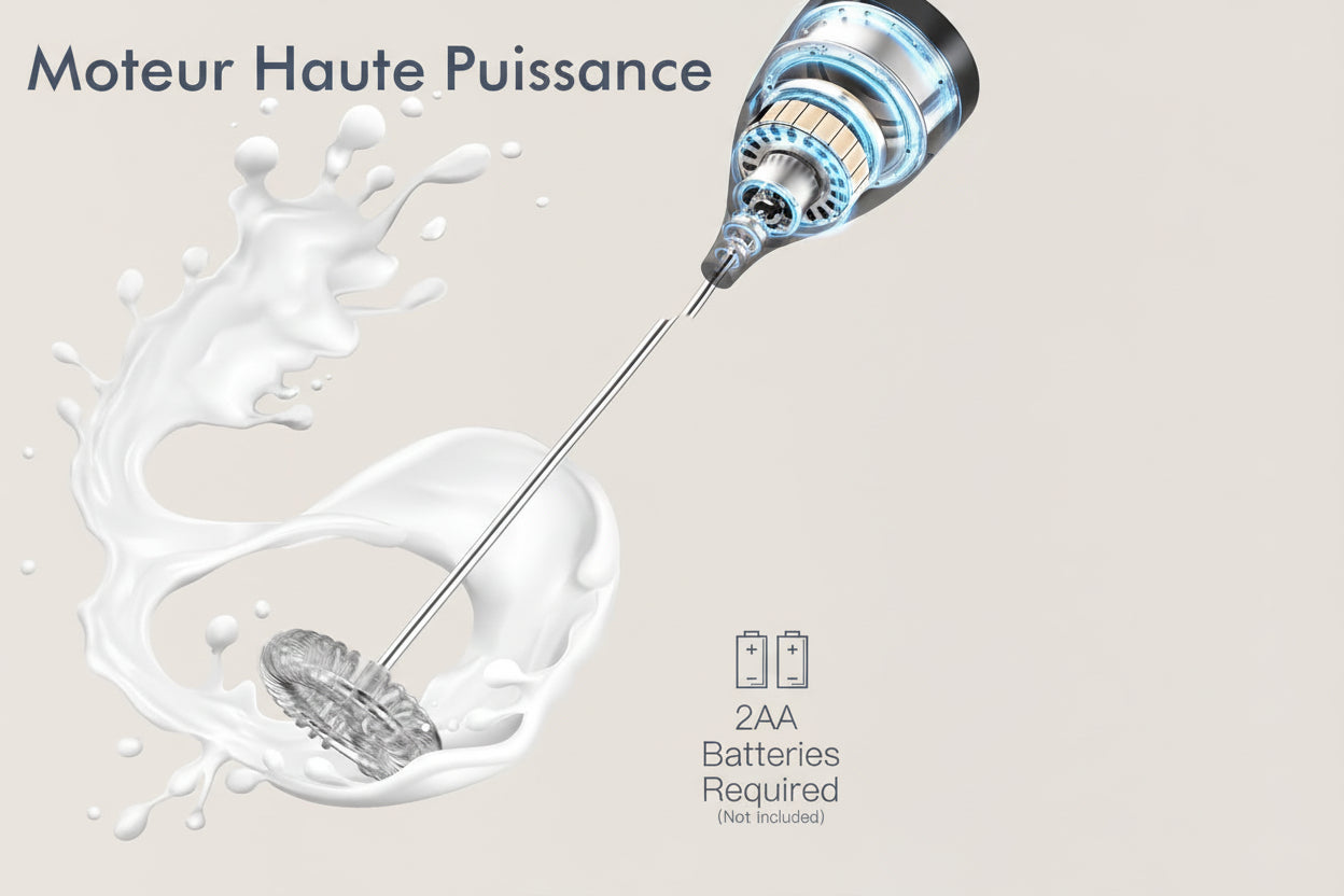 Mousseur à Lait électrique, Mini Fouet en Acier Inoxydable