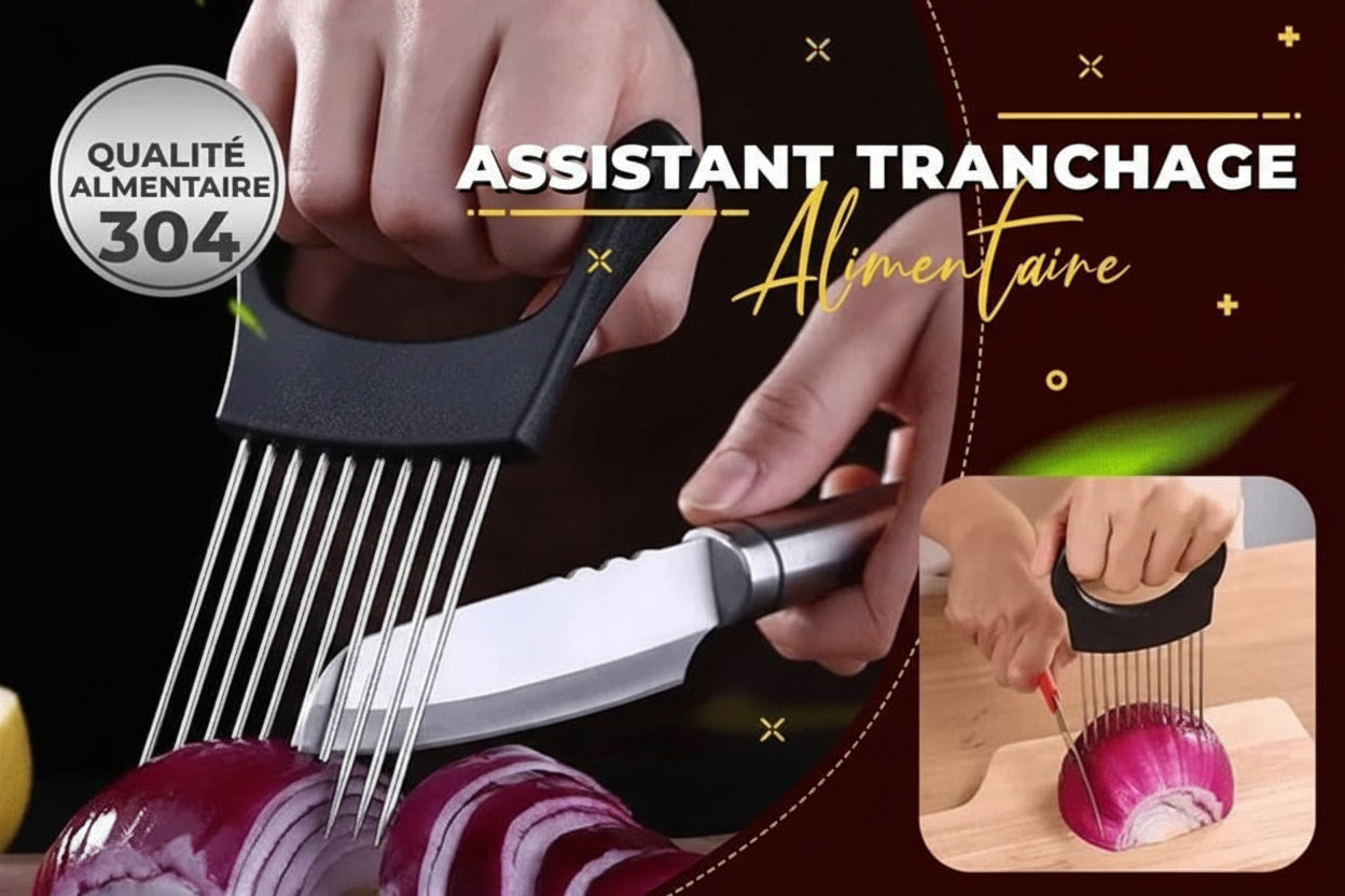 Support à tranches d'oignon en acier inoxydable, nouveau support à oignon pour trancher, coupe-citron, coupe-légumes, hachoir, outil d'aide au tranchage pour pommes de terre, tomates, oignons (1 Pcs)