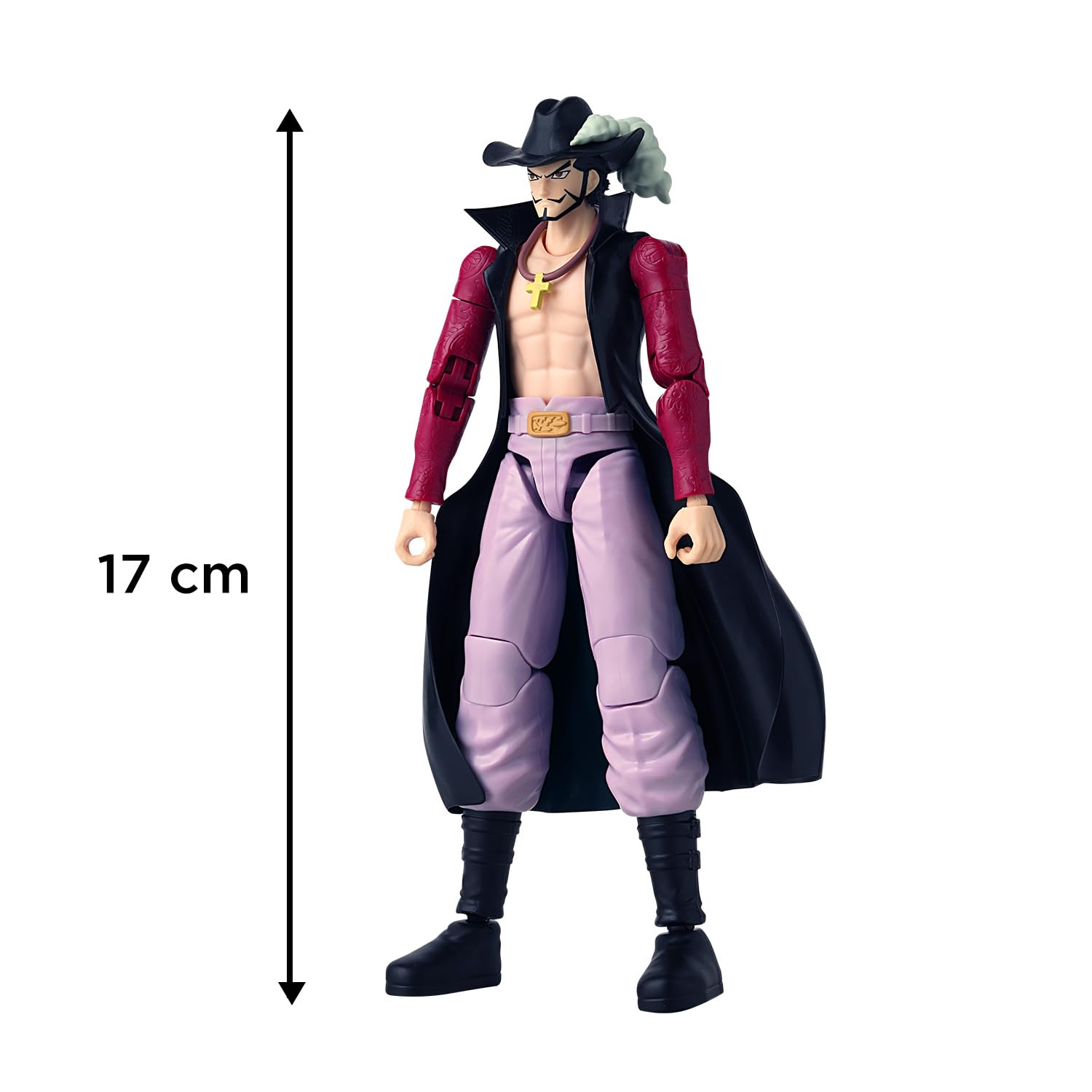 BANDAI One Piece Dracule Mihawk Action Figure – Figurine articulée Mihawk Anime 17 cm
