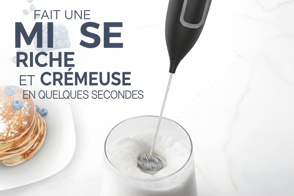 Mousseur à Lait électrique, Mini Fouet en Acier Inoxydable