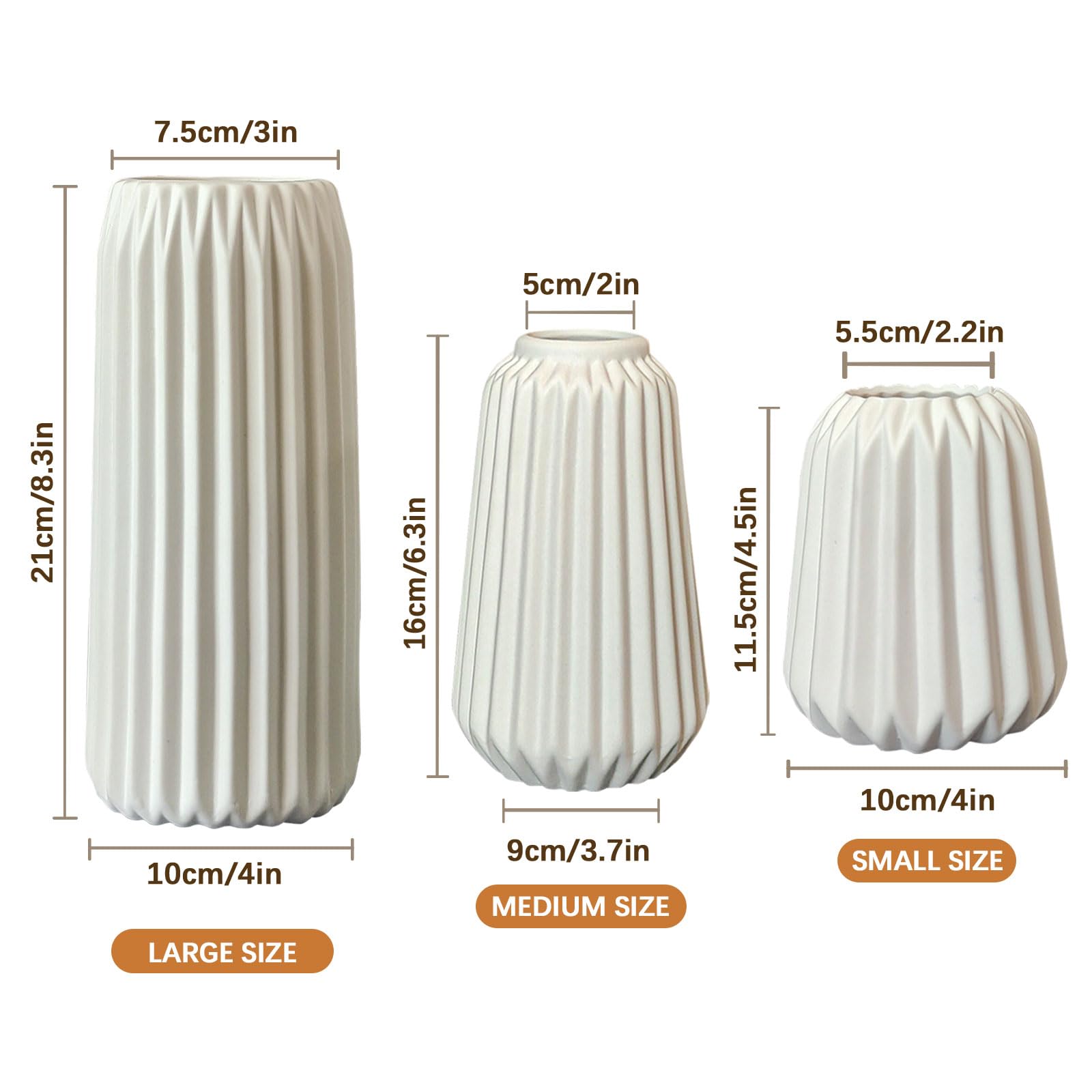 Vase Décoratif - Set de 3 Vases en Céramique Blanche