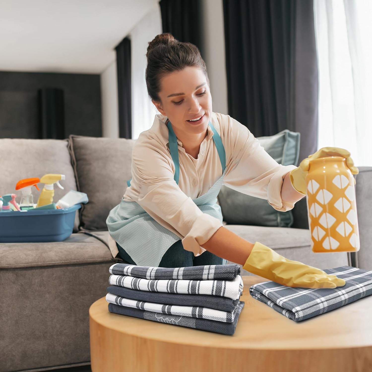 LivinEase Torchon de Cuisine – Lot de 5 torchons de Cuisine 100% Coton