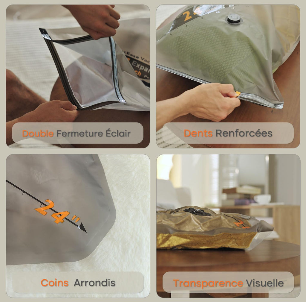 Vacbird Sac de Rangement Sous Vide avec Pompe à Vide Sans Fil
