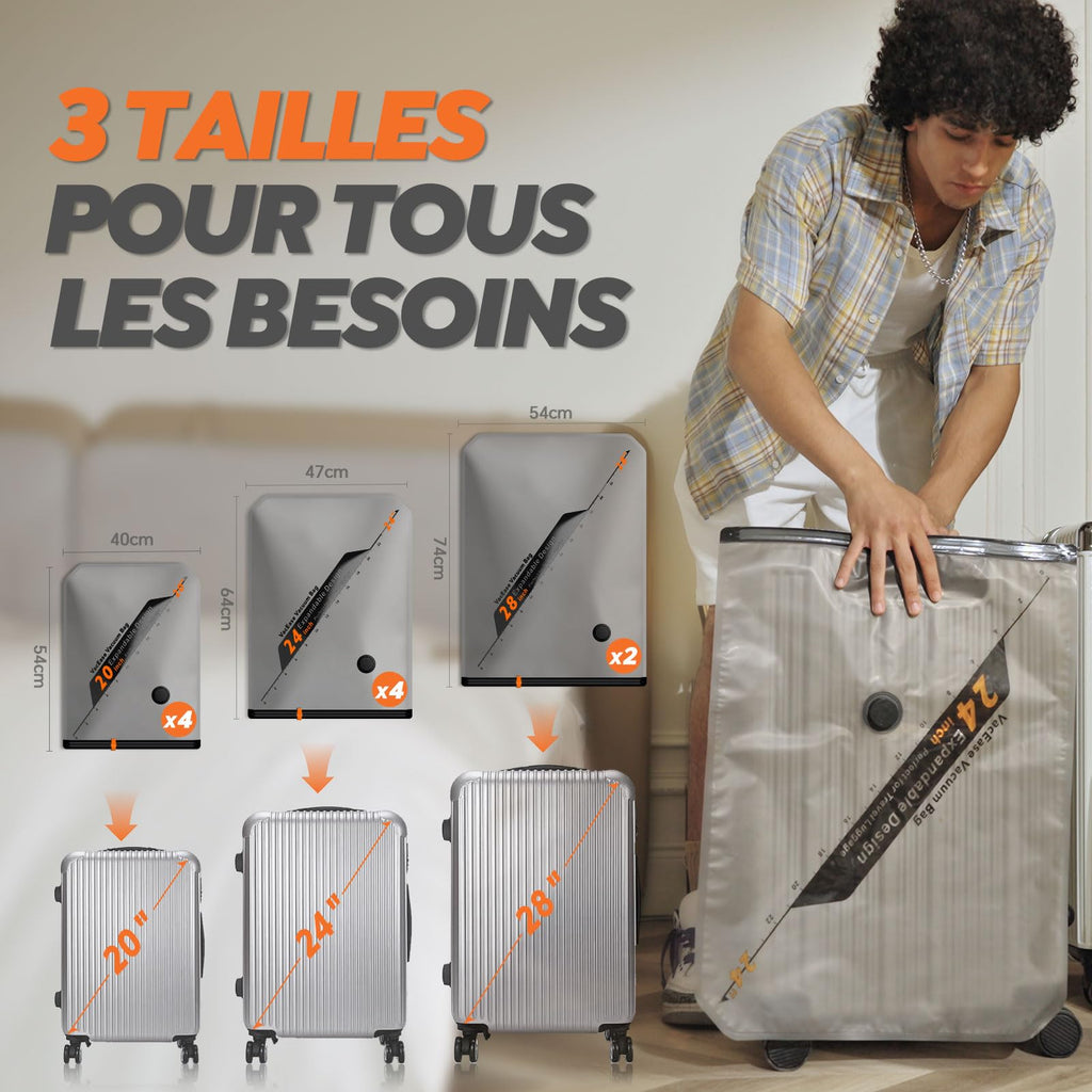 Vacbird Sac de Rangement Sous Vide avec Pompe à Vide Sans Fil