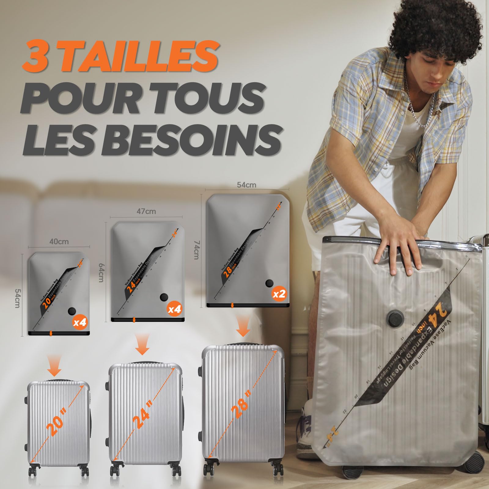 Vacbird Sac de Rangement Sous Vide avec Pompe à Vide Sans Fil