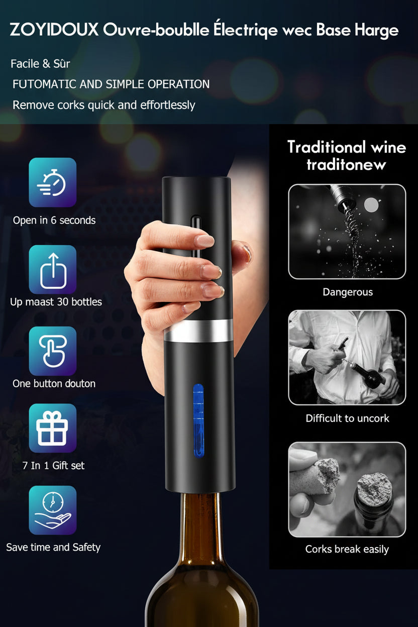 ZOYIDOUX Tire bouchon électrique rechargeable 7 en 1