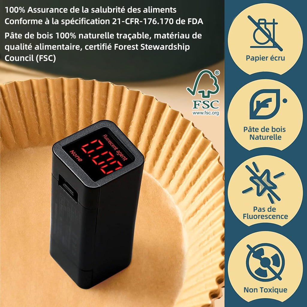 HONYAO Papier Cuisson pour Ninja Air Fryer, 100 Pièces 20,5x14cm Rectangulair