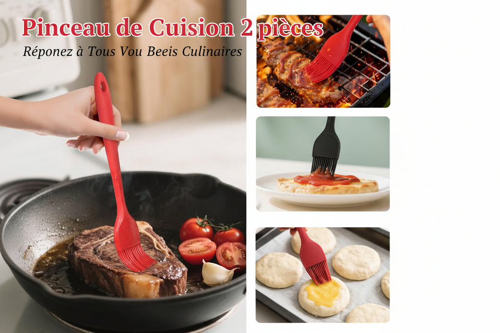 Euqvunn 2Pcs Pinceau Cuisine Silicone