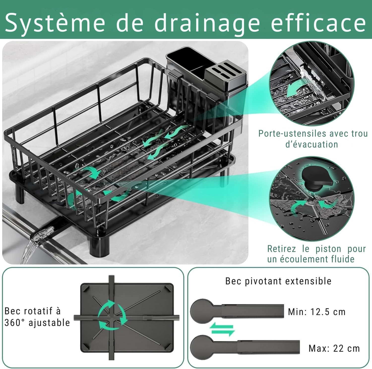 dpv store égouttière a vaisselle 2 niveaux en acier inoxydable