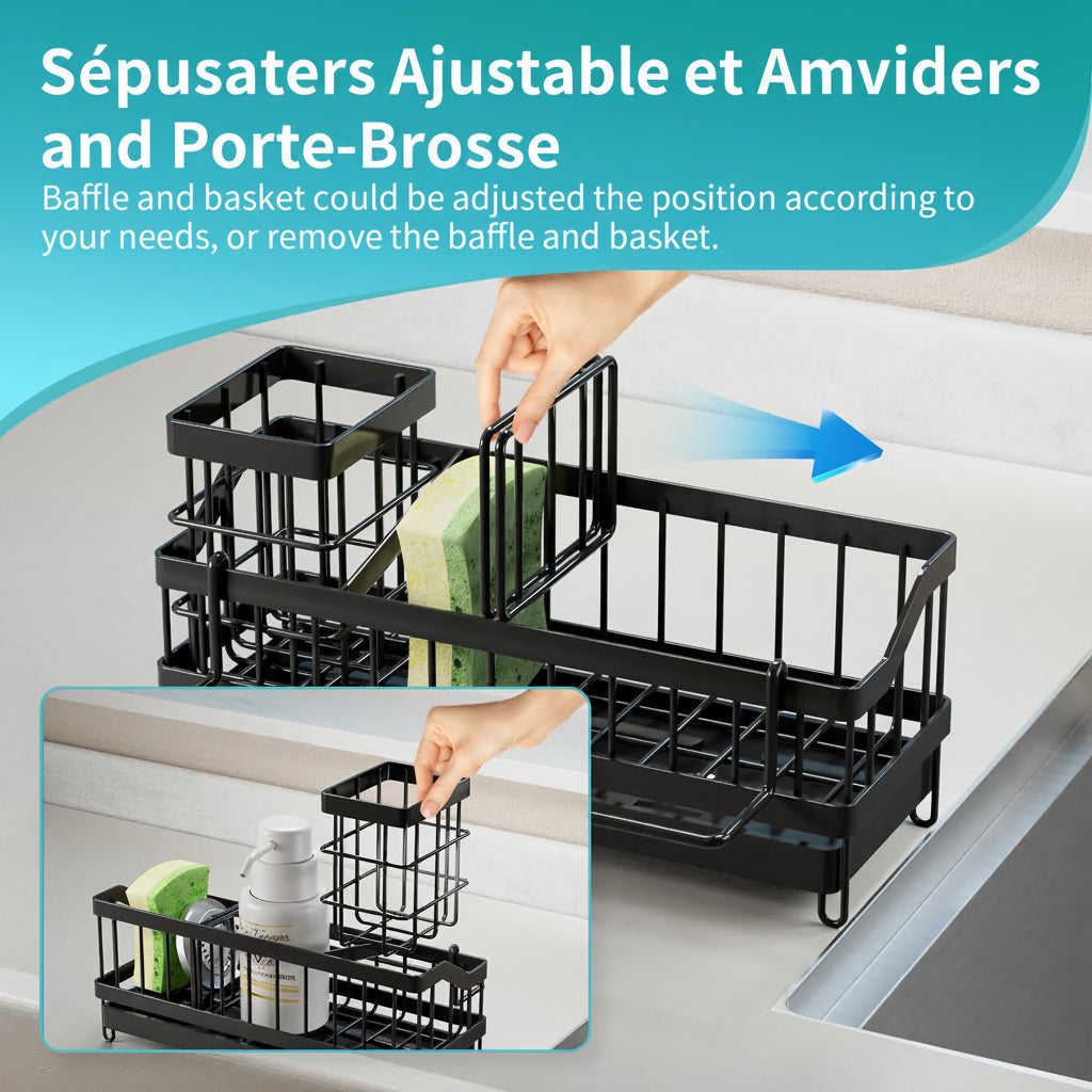 Organisateur d'évier pour la Cuisine, Porte-éponge, égouttoir en Acier Inoxydable