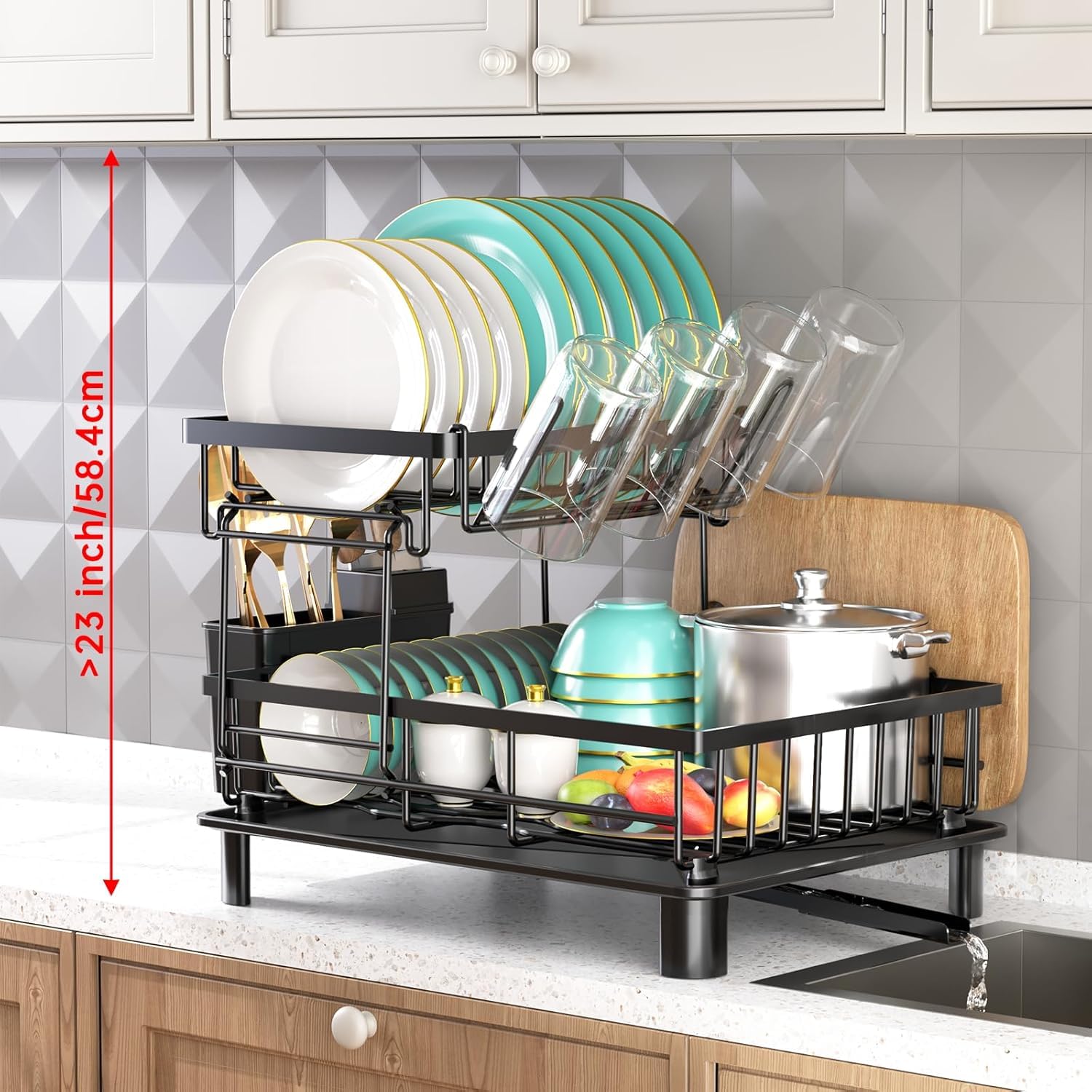 dpv store égouttière a vaisselle 2 niveaux en acier inoxydable