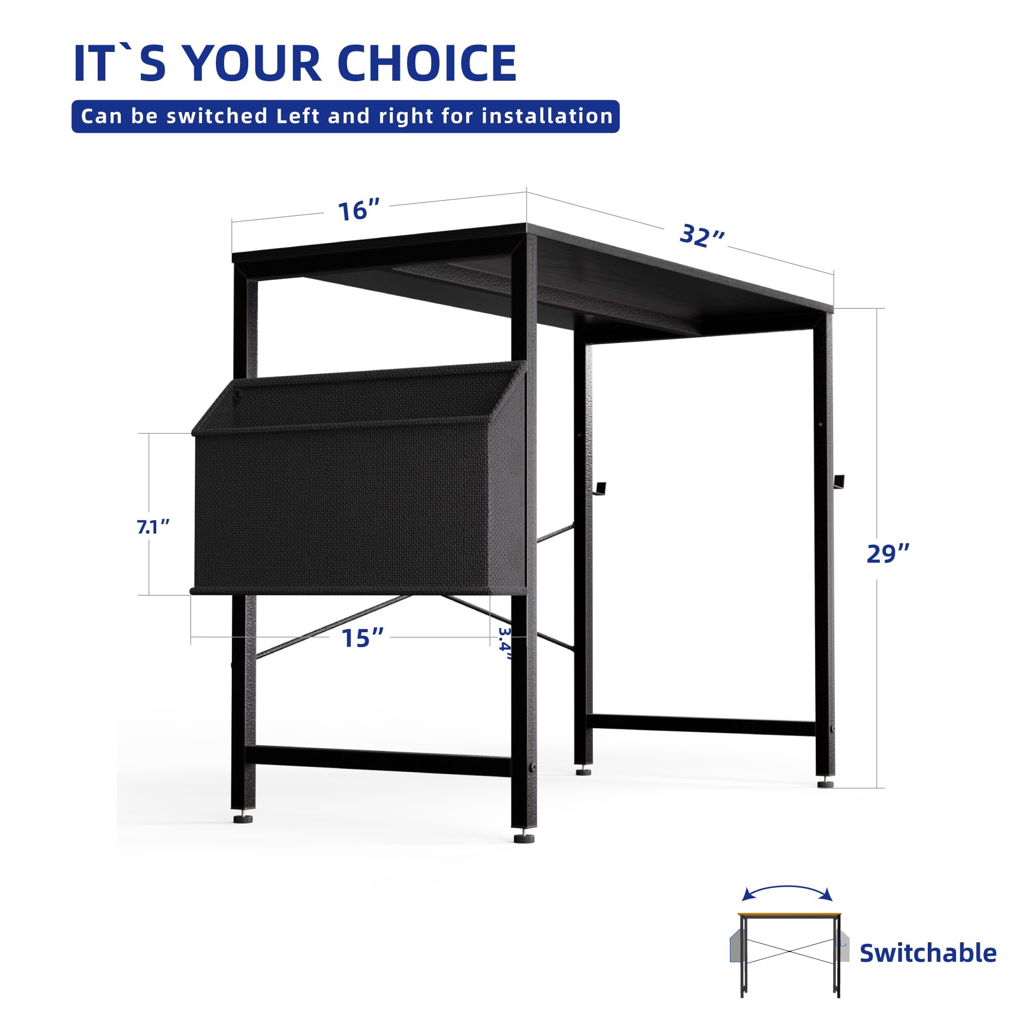 PAMRAY 80x40cm Bureau d'ordinateur pour Petits espaces