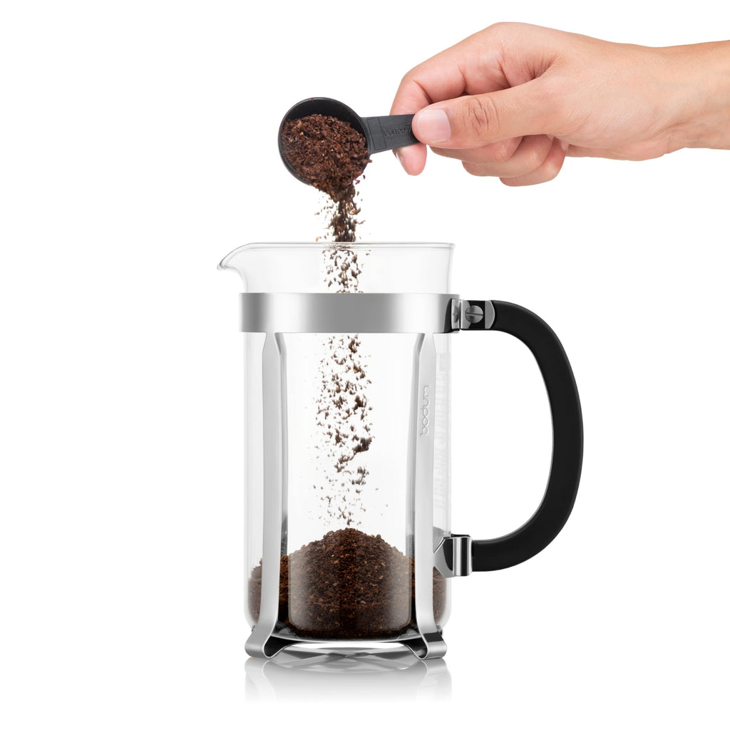 Bodum French Press Chambord - 1L / 8 Tasses Argent Cafetière - Verre Résistant & Filtre Inox