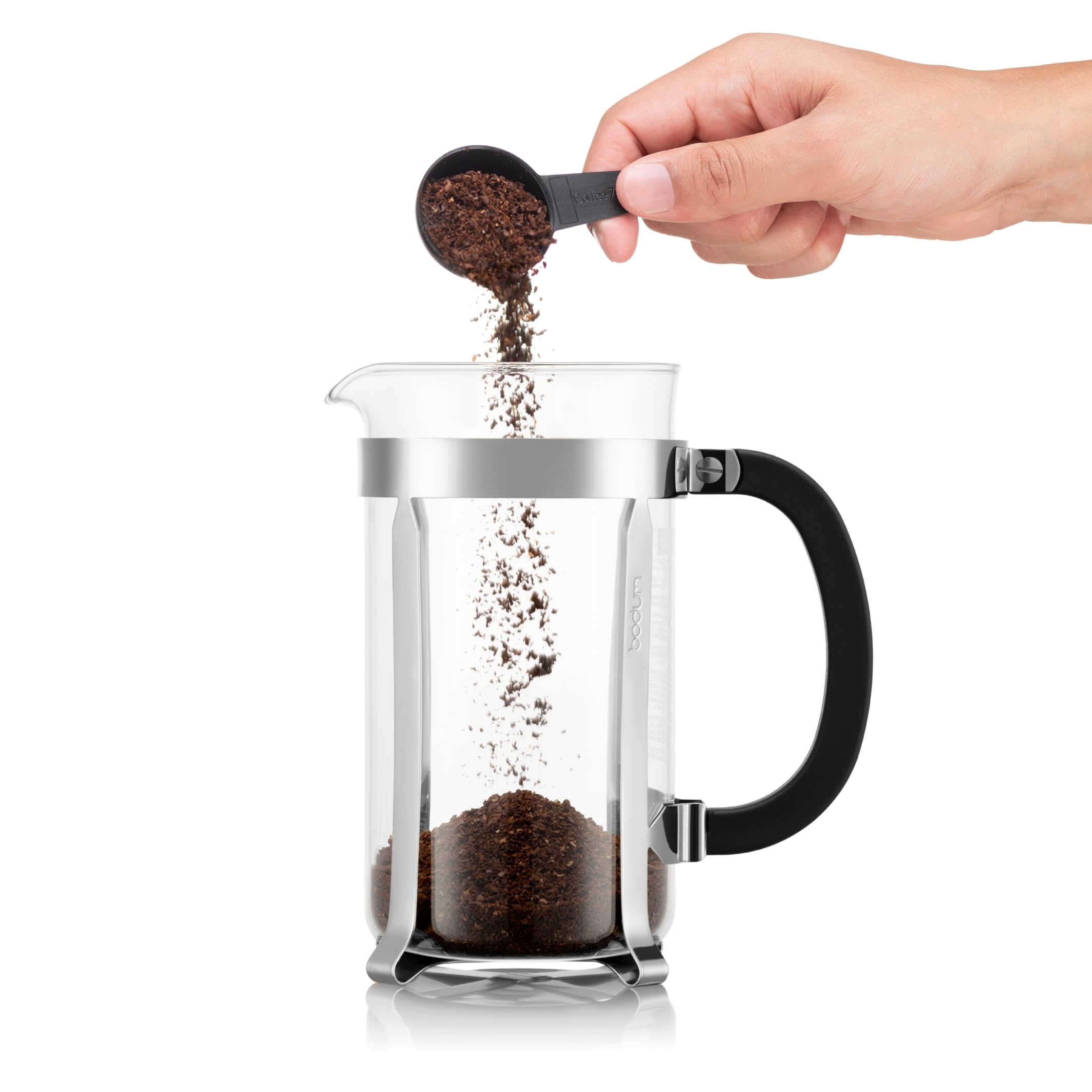 Bodum French Press Chambord - 1L / 8 Tasses Argent Cafetière - Verre Résistant & Filtre Inox