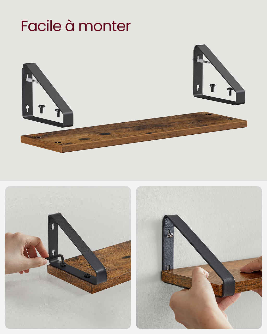 VASAGLE Étagère Murale, Tablette Flottant, Lot de 3
