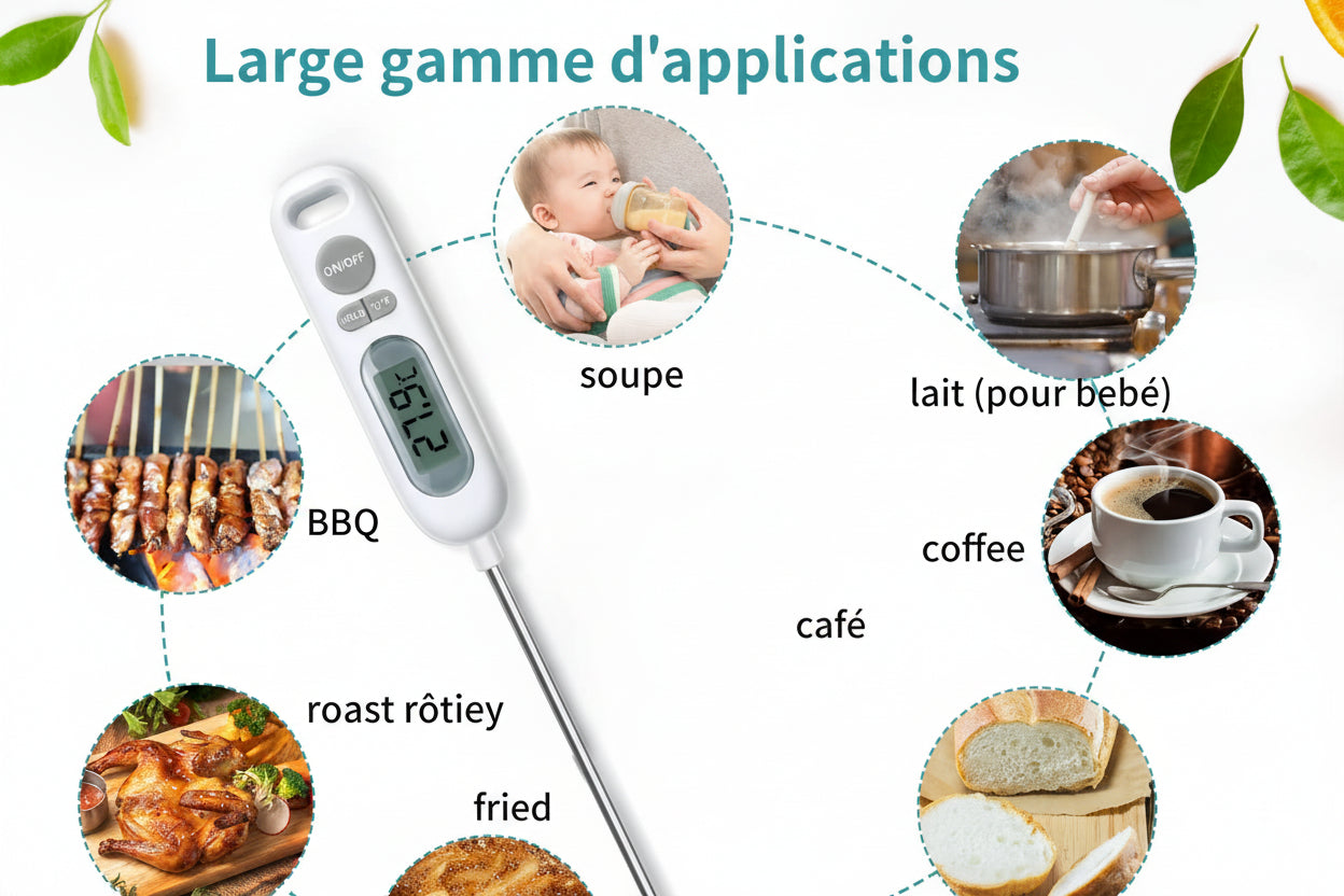 HORJOR Thermomètre de Cuisson, Sonde de Cuisson 14.1 cm