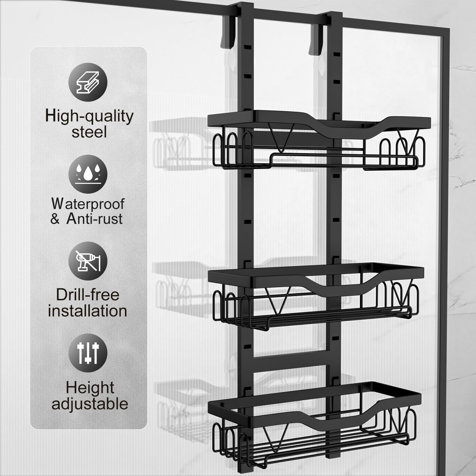 UUlioyer Etagere Douche à Suspendre - 3 PCS Réglable
