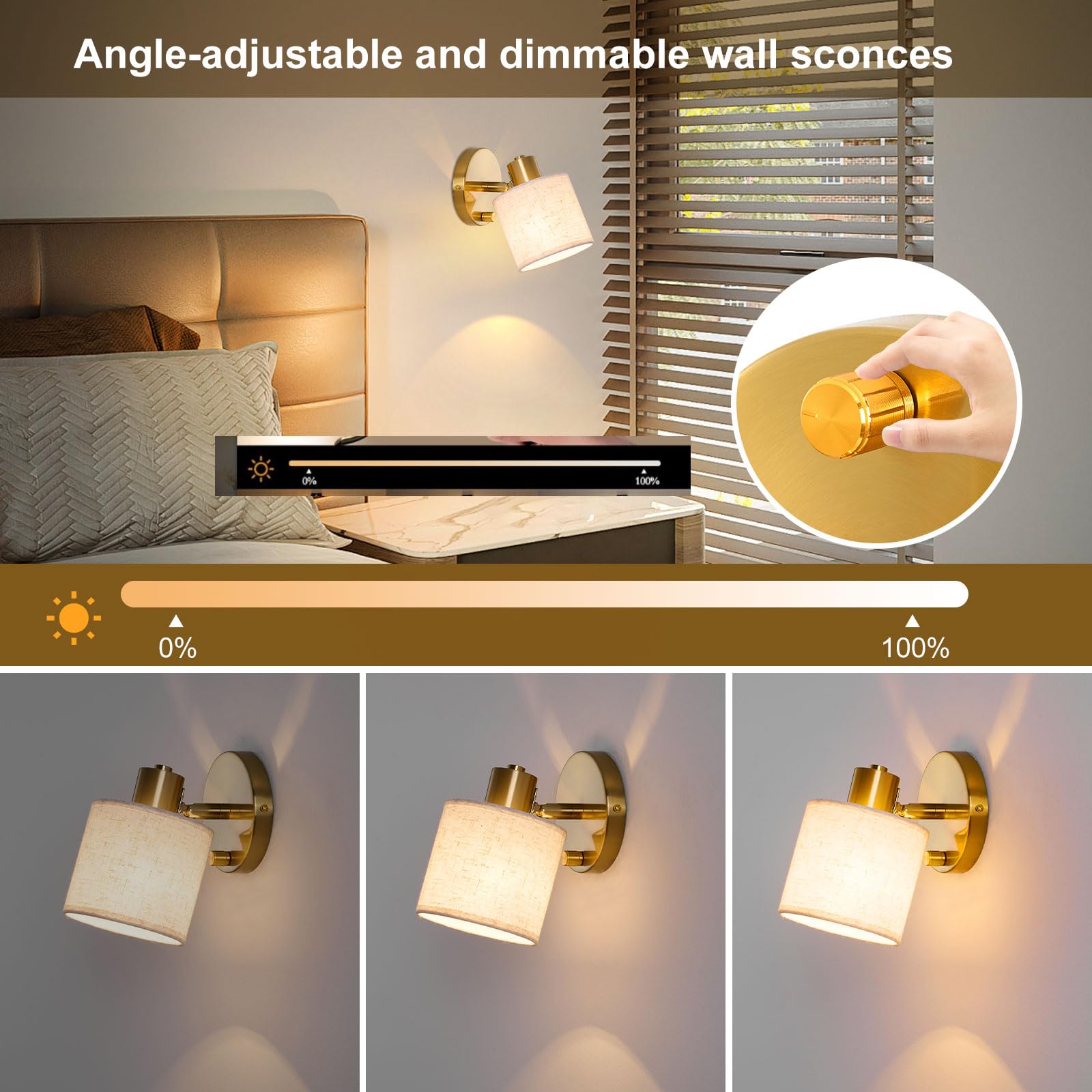 Lightess Applique Murale Intérieure Dimmable avec Interrupteur