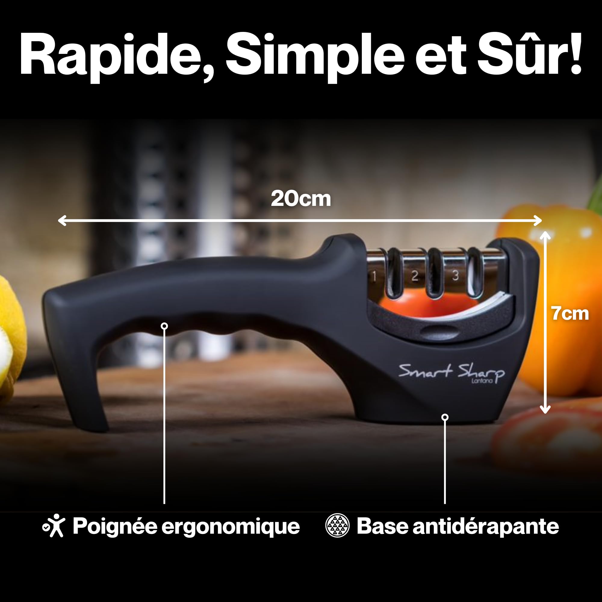 Lantana - Aiguiseur à 3 phases Smart Sharp - pour couteaux de cuisine