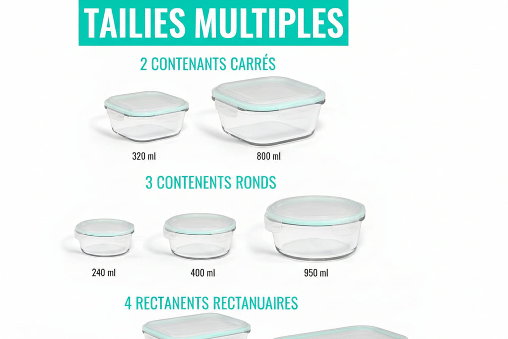 edihome, Boîte Alimentaire Hermétique en Verre, 8, 14 ou 18 pièces