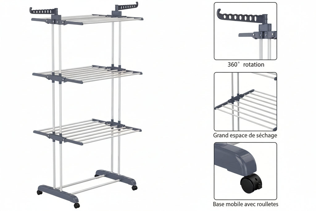 HOMIDEC Etendoir Linge, 4 Niveaux