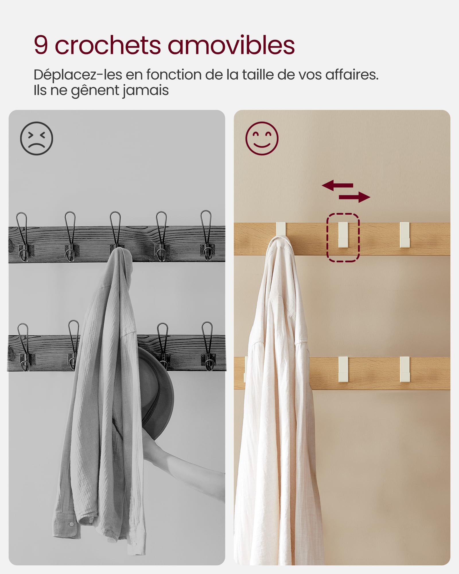 VASAGLE Porte-manteau avec Étagère à Chaussures