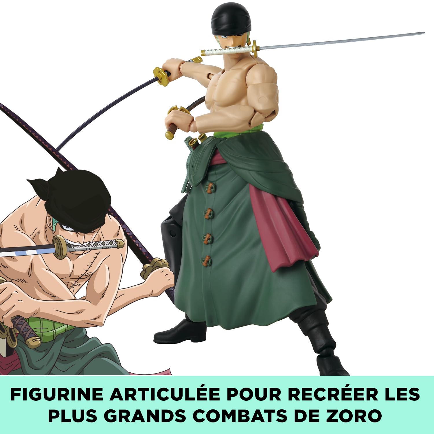 Figurine Anime Heroes - BANDAI - One Piece Zoro Style 3 pièces 17 cm