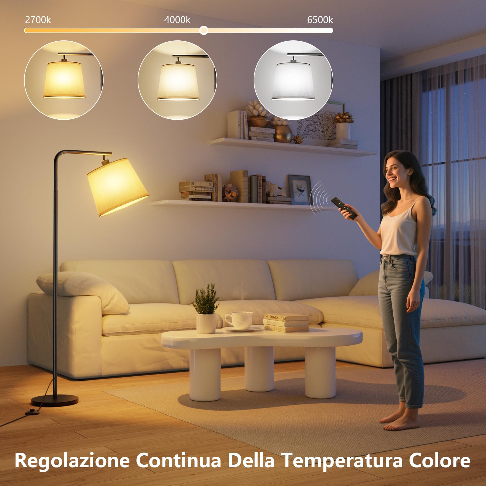 SUWIN Lampadaire Sur Pied Salon à Intensité Variable