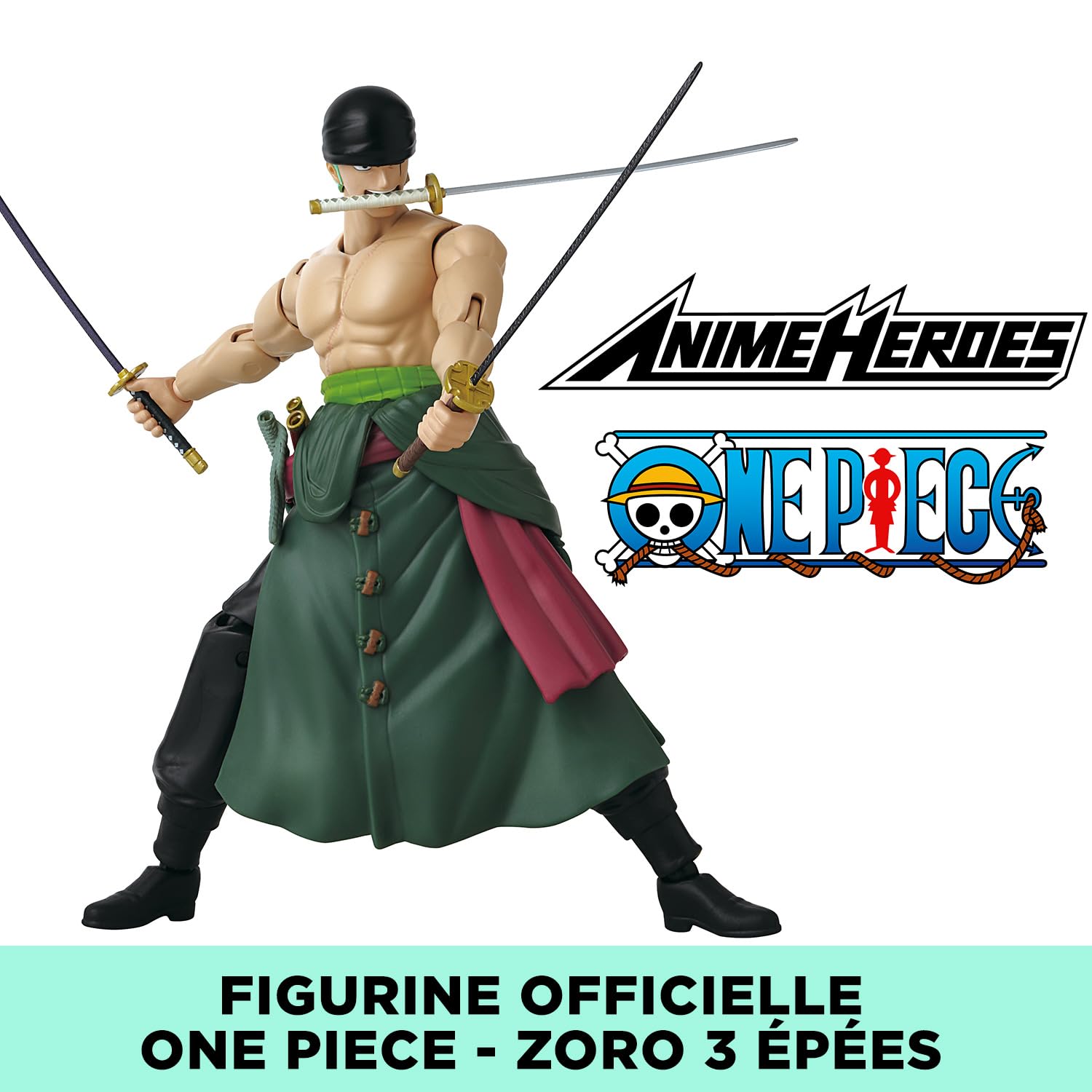 Figurine Anime Heroes - BANDAI - One Piece Zoro Style 3 pièces 17 cm