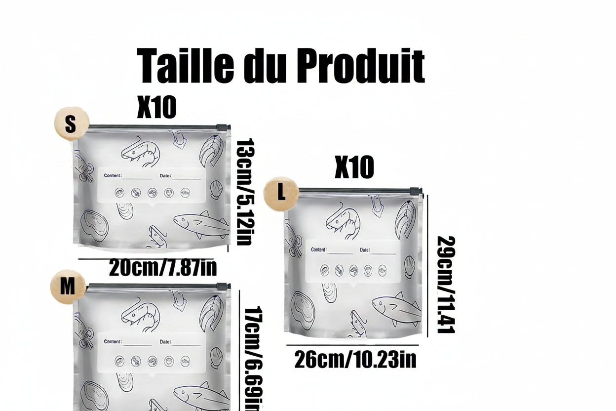 Lot de 30 sacs de rangement réutilisables en feuille d'aluminium
