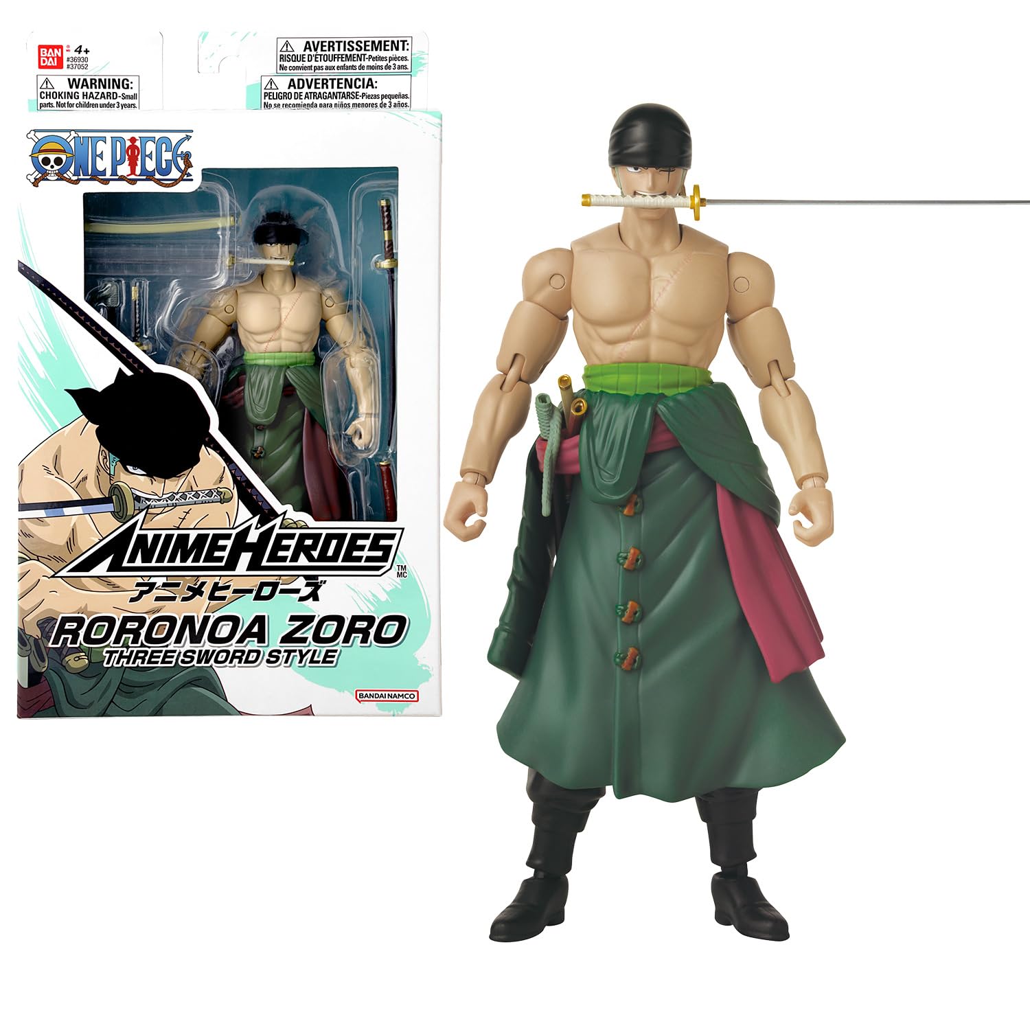 Figurine Anime Heroes - BANDAI - One Piece Zoro Style 3 pièces 17 cm