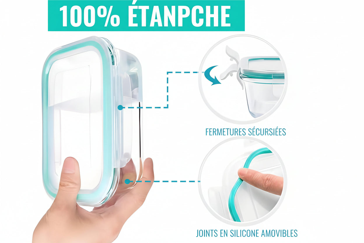 edihome, Boîte Alimentaire Hermétique en Verre, 8, 14 ou 18 pièces, pour aliments hermétiques, Résistant au lave-vaisselle, Rangement Cuisine, sans BPA, certifié FDA (4 récipients)
