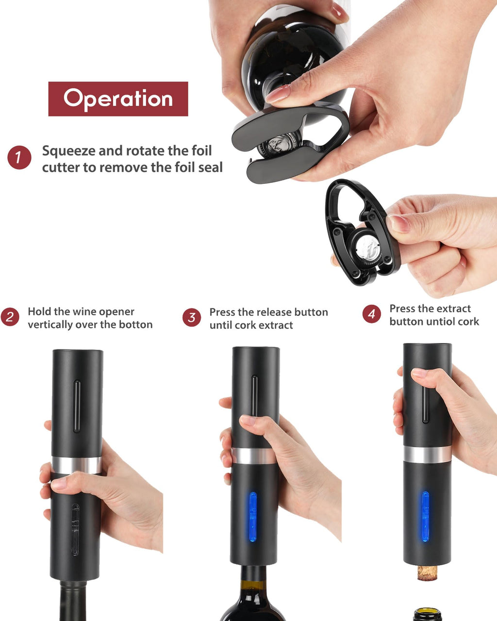 ZOYIDOUX Tire bouchon électrique rechargeable 7 en 1