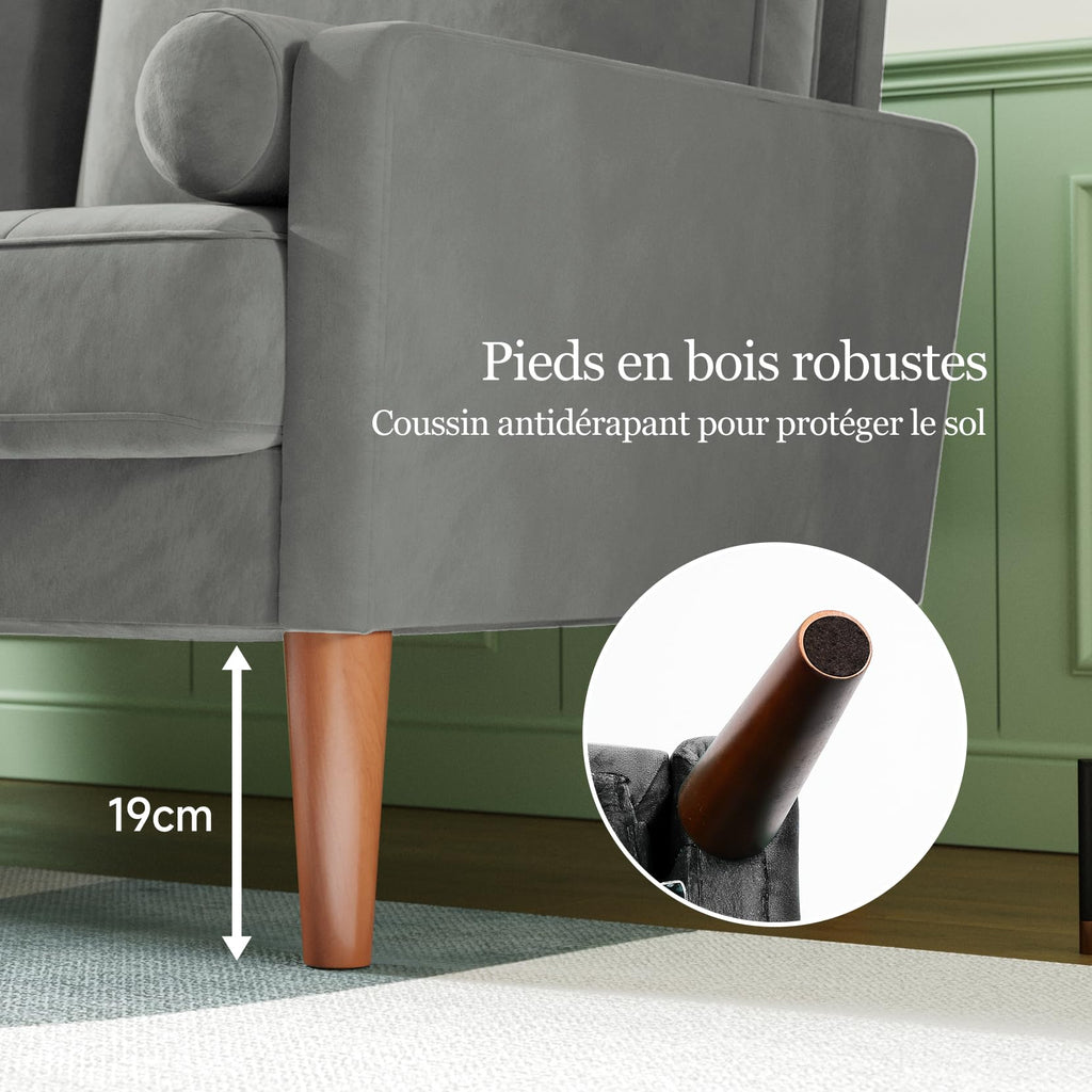 Vesgantti Petit Canapé 2 Places Gris