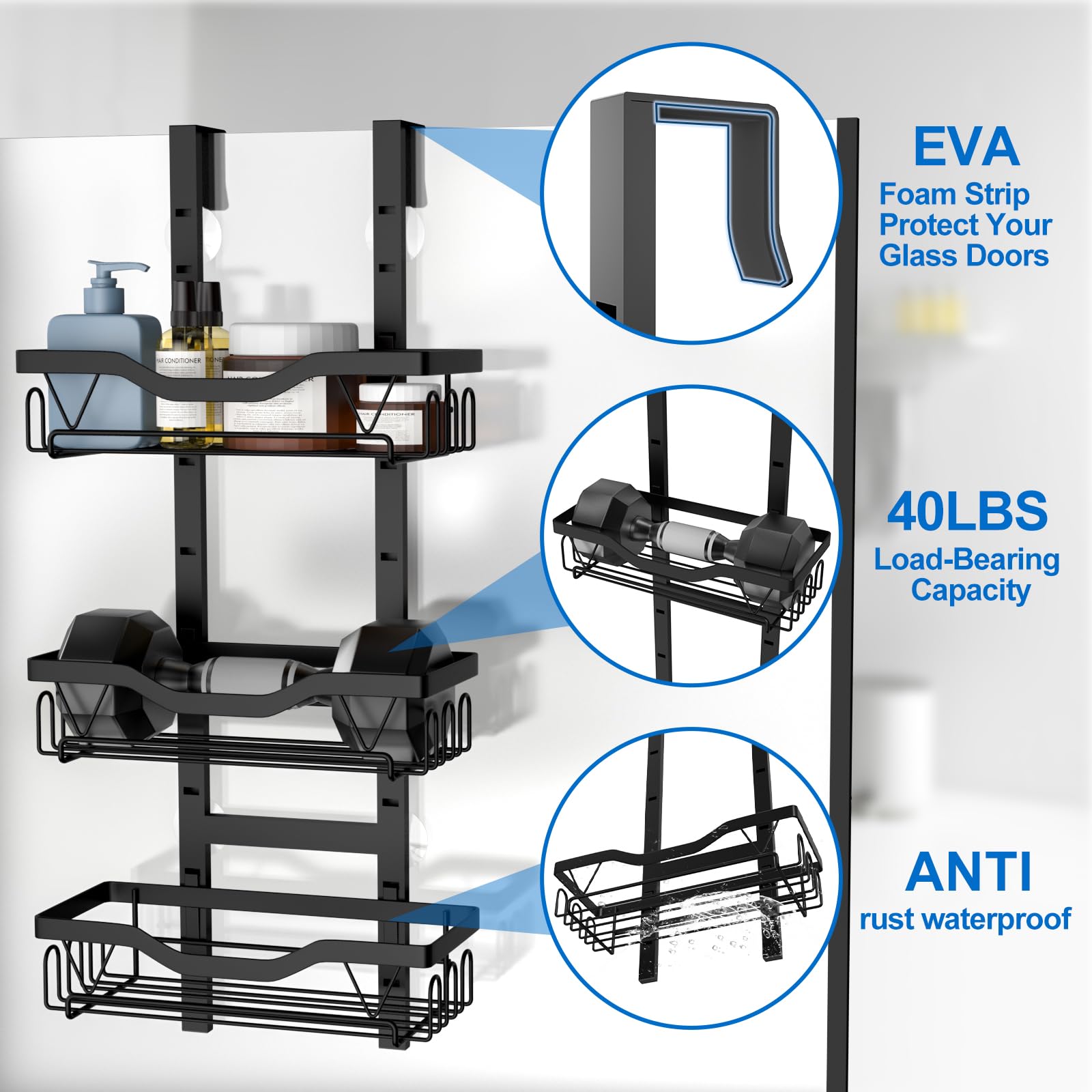 UUlioyer Etagere Douche à Suspendre - 3 PCS Réglable