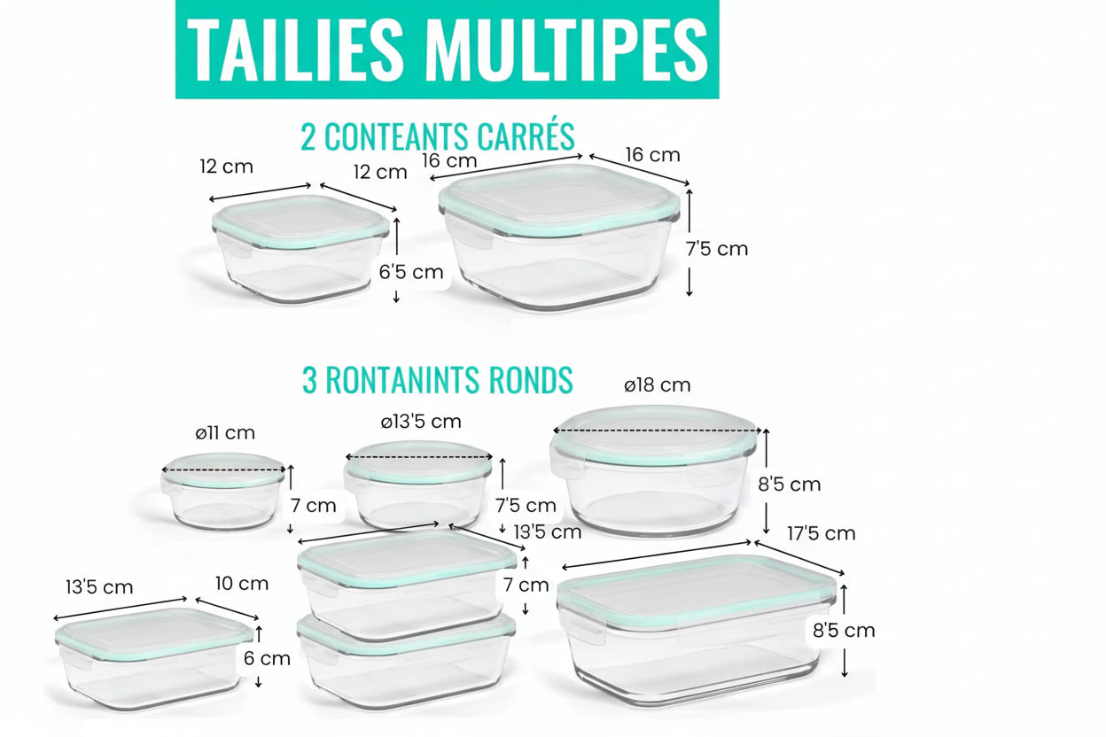 edihome, Boîte Alimentaire Hermétique en Verre, 8, 14 ou 18 pièces