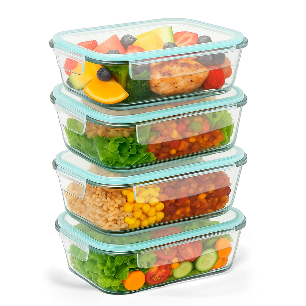 edihome, Boîte Alimentaire Hermétique en Verre, 8, 14 ou 18 pièces