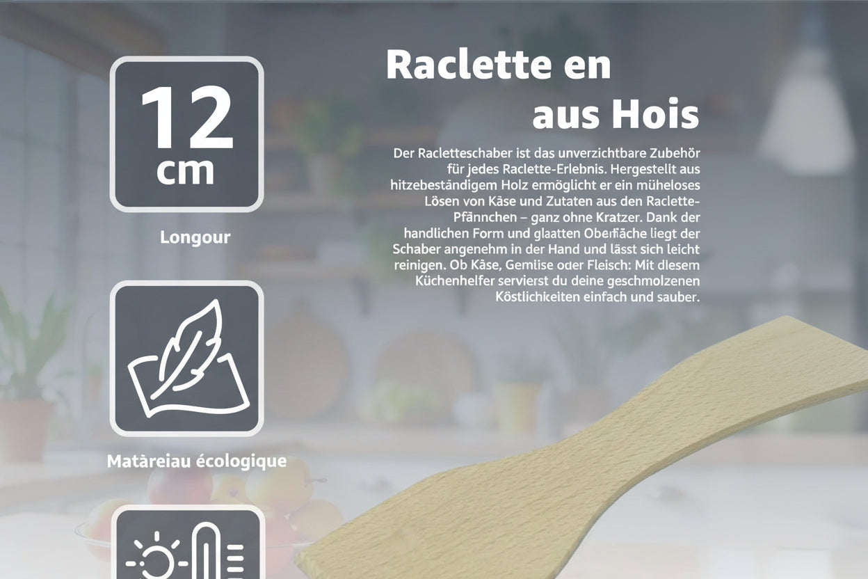 10x Grattoir à raclette en bois - Spatule et poussoir comme grattoir à raclette - Accessoires