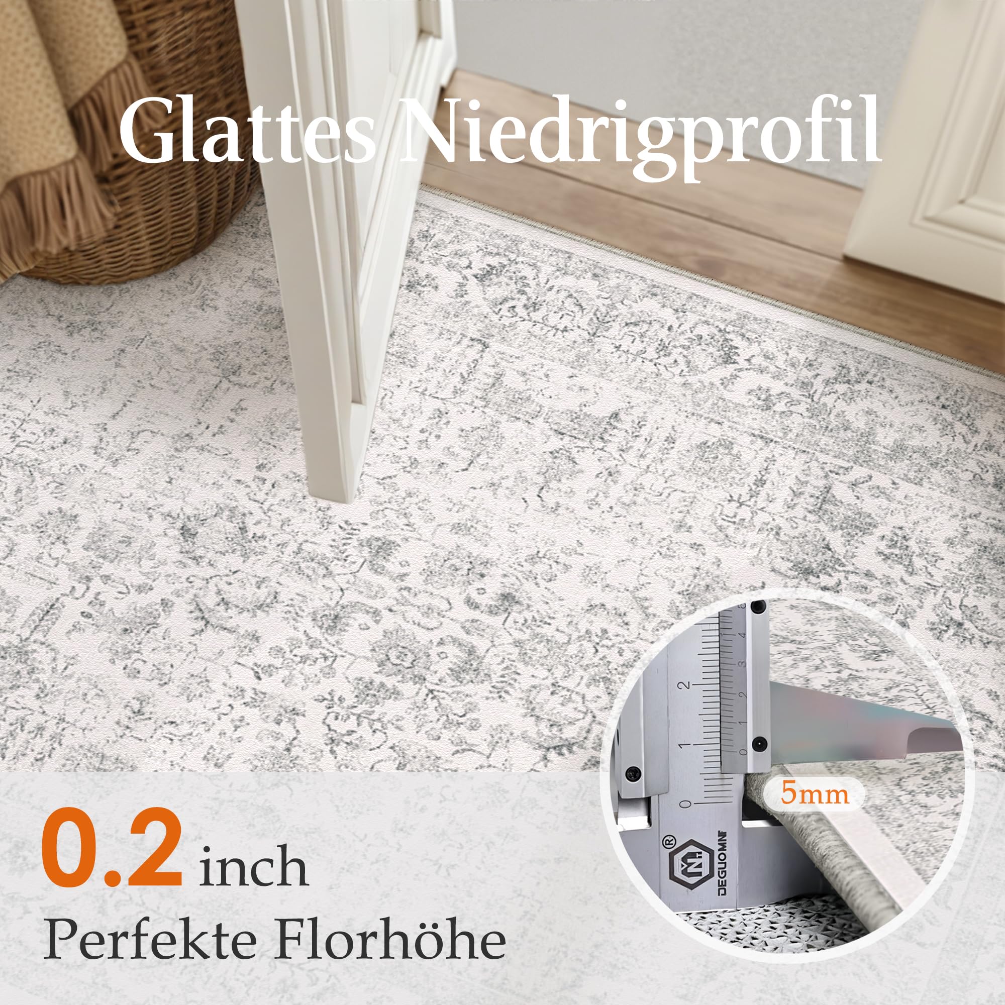 HUGEAR Gris Tapis De Salon Lavable en Machine