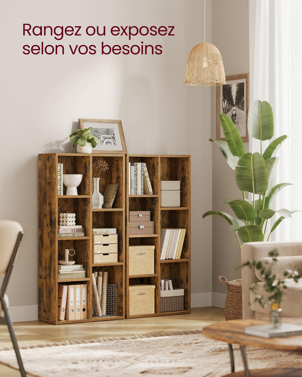 VASAGLE Bibliothèque, Étagère, Meuble de Rangement avec 7 Compartiments