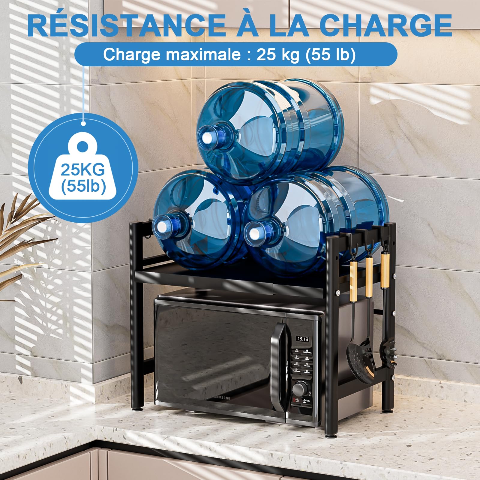 Vankarr Support pour Micro Onde et Four Extensible Etagere Micro-Ondes,agère