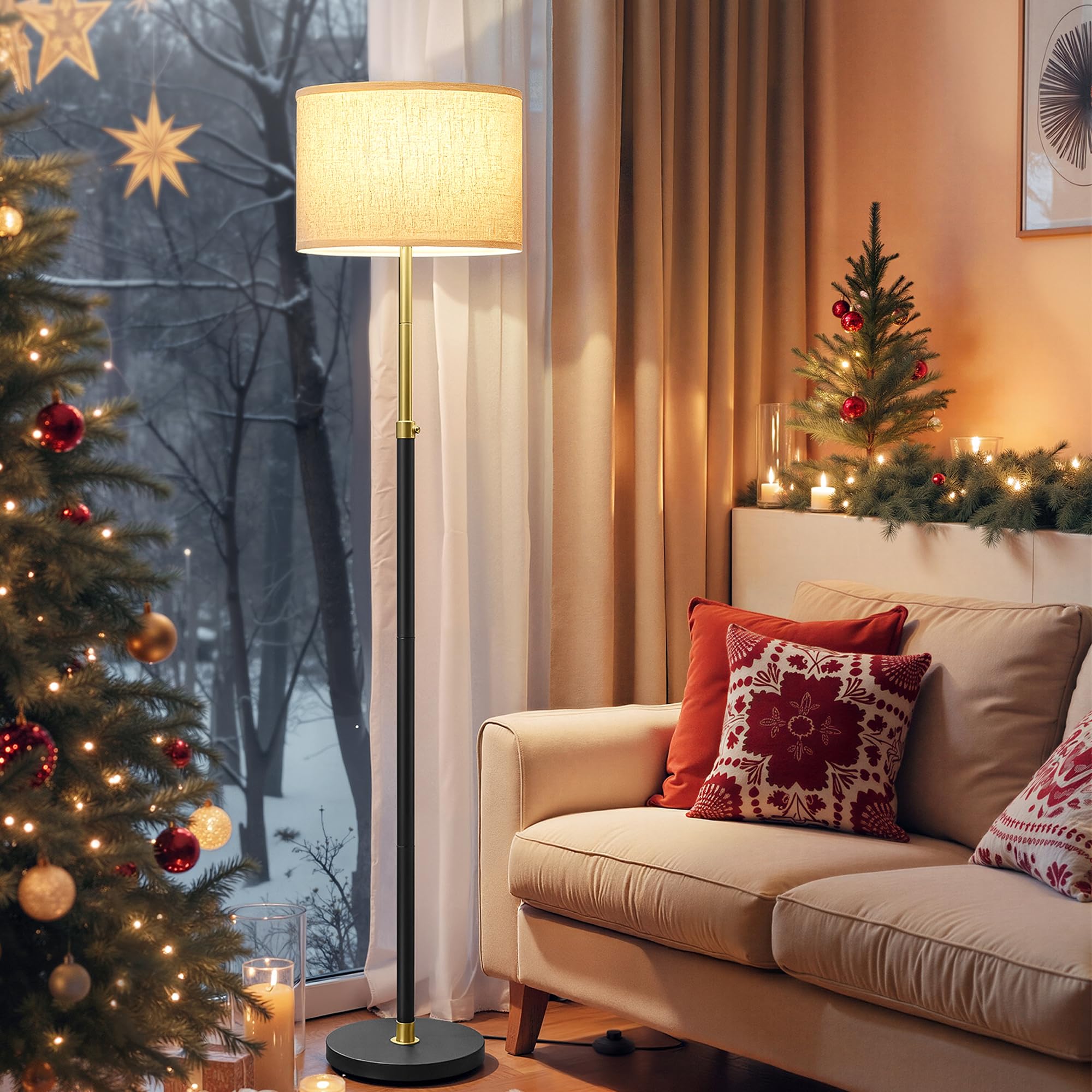 VASAGLE Lampadaire, Lampe sur Pied, Hauteur Réglable de 140 à 170 cm