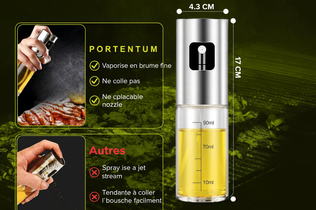 PORTENTUM Pulvérisateur d’Huile 100 ml en Inox