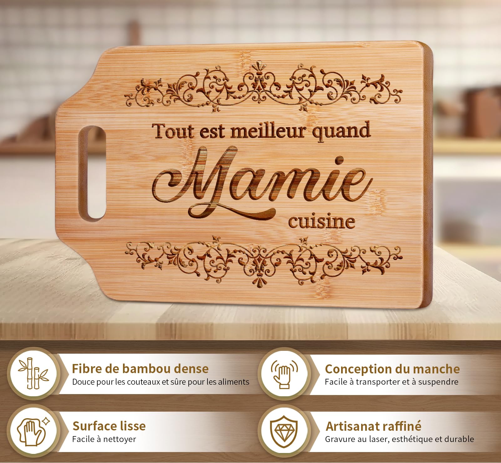 Planche à Découper en Bambou Gravée